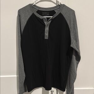 Simply Styled Black and Gray Henley Shirt